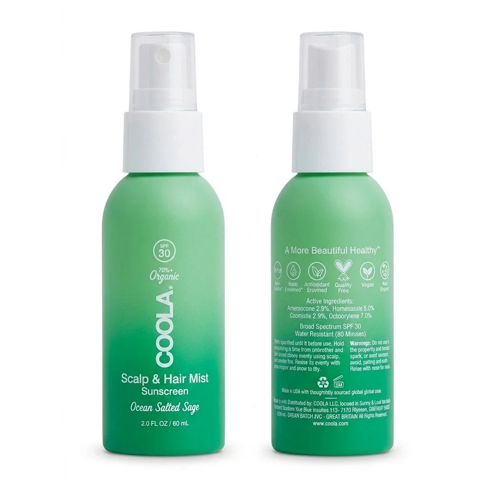 COOLA Scalp & Hair Mist Ocean Salted Sage SPF 30 Organic Sunscreen 2oz Rare